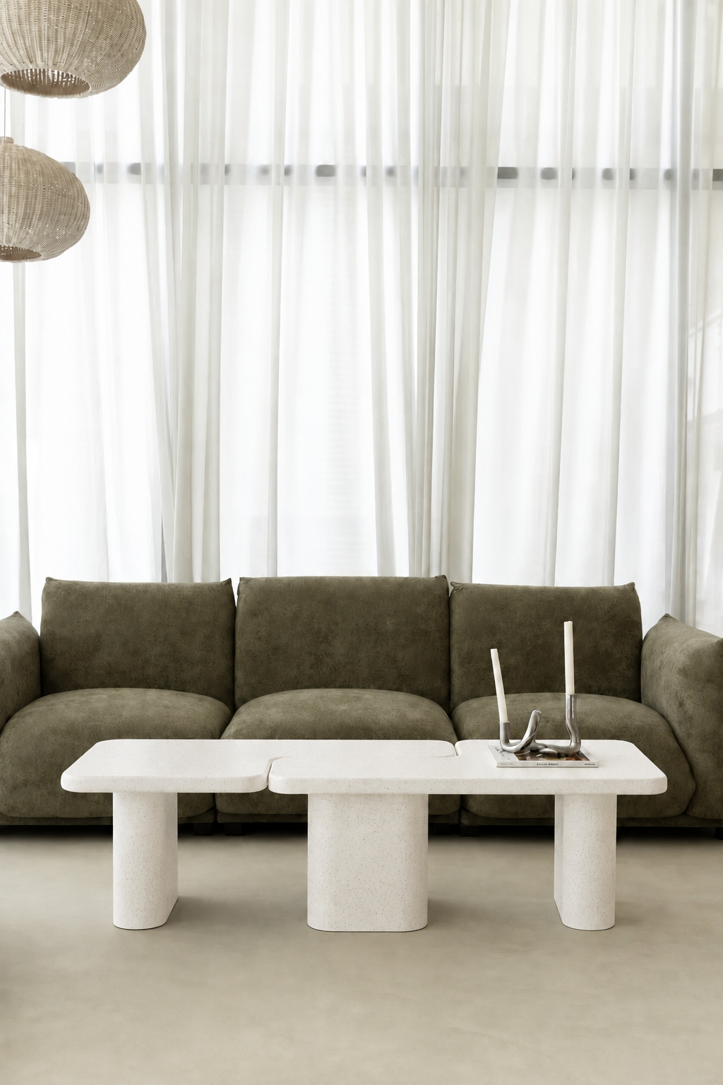 Eldrin Off White Speckled Microconcrete Coffee Table