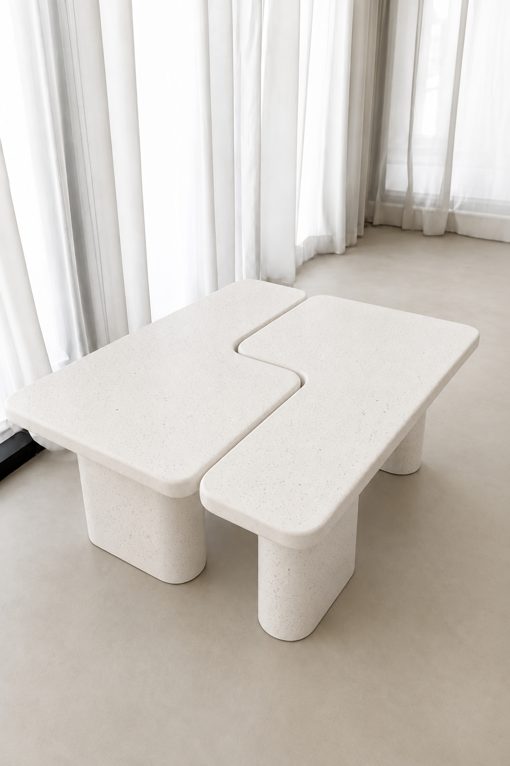 Eldrin Off White Speckled Microconcrete Coffee Table
