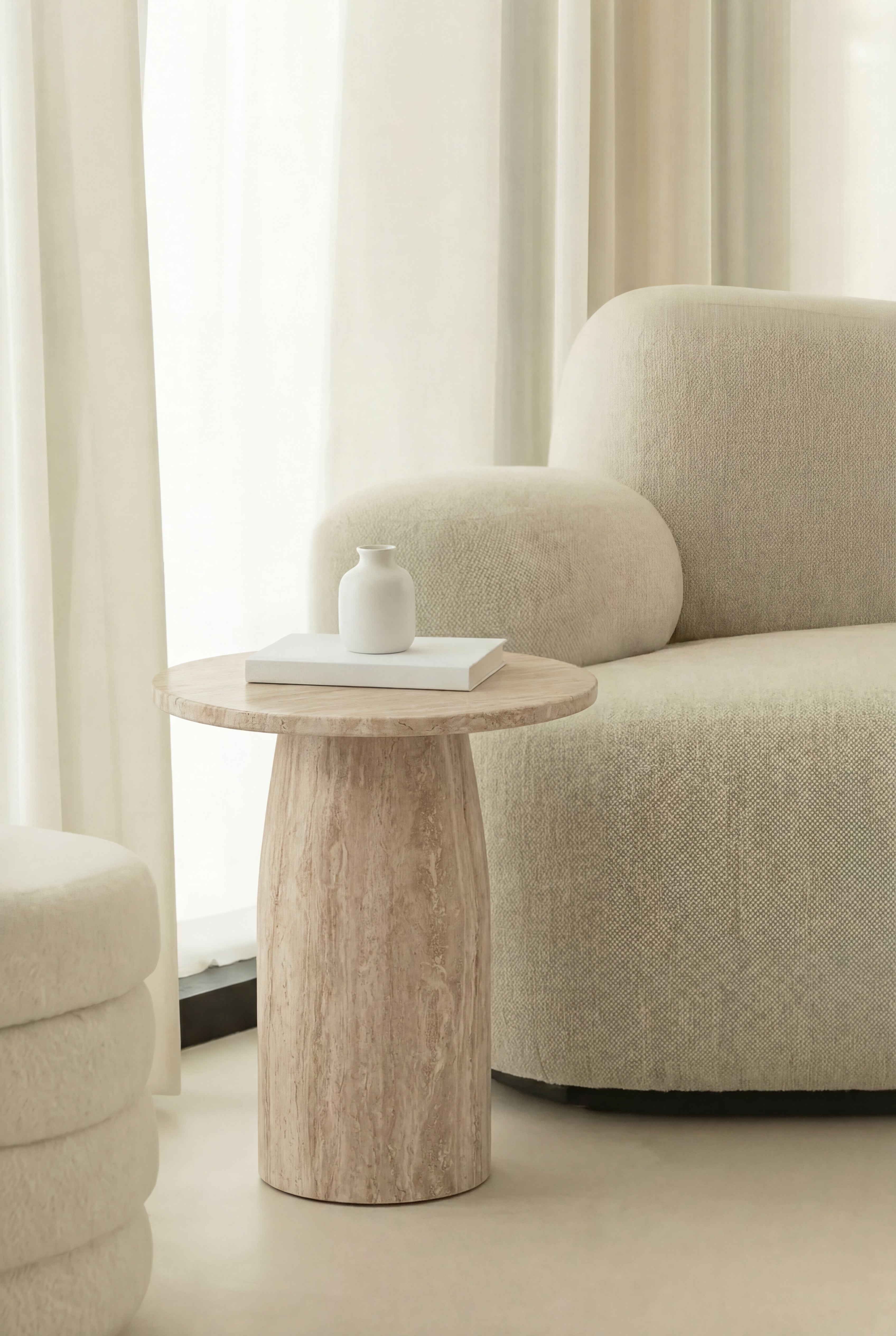 Elior Travertine Side Table