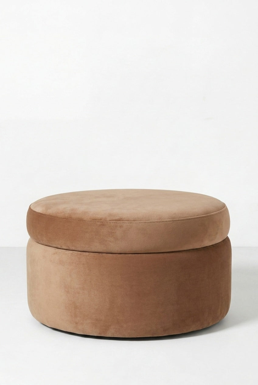 Elira Brown Boucle Round Storage Pouf (60CMx33CM)
