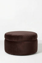 Elira Dark Brown Boucle Round Storage Pouf (60CMx33CM)