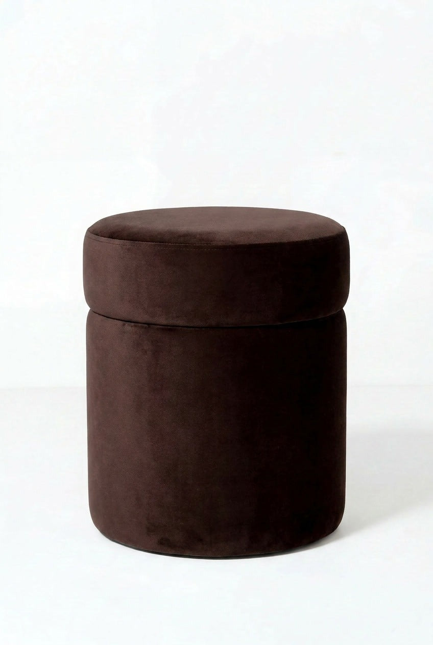 Elira Dark Brown Boucle Storage Pouf
