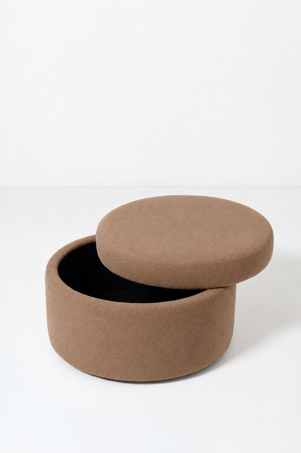 Elira Light Brown Round Storage Pouf (60CMx33CM)