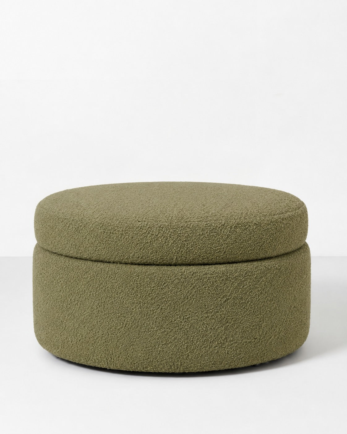 Elira Light Olive Green Round Storage Pouf (60CMx33CM)