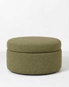 Elira Light Olive Green Round Storage Pouf (60CMx33CM)