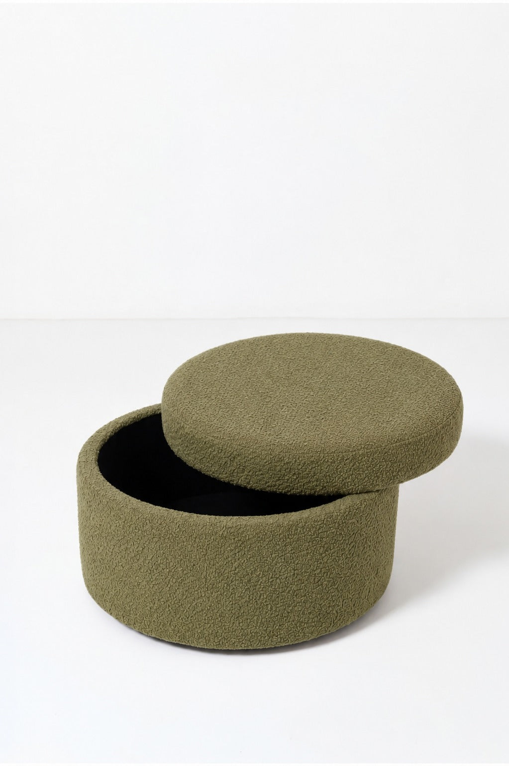 Elira Light Olive Green Round Storage Pouf (60CMx33CM)