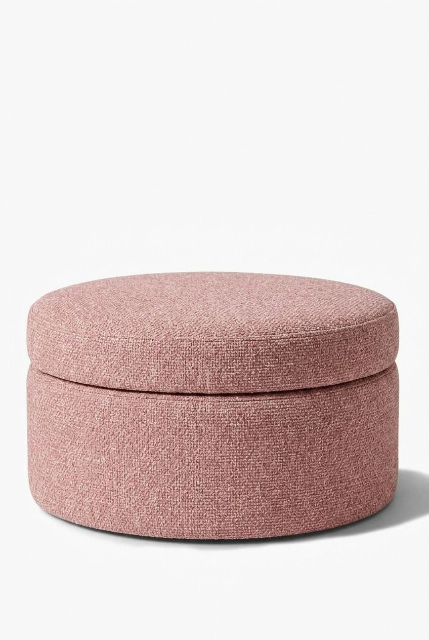 Elira Mink Blush Round Storage Pouf (60CMx33CM)