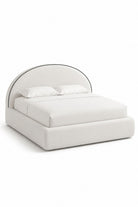 Elodie Stone Ivory Fabric Bed with Black Piping Arch Headboard