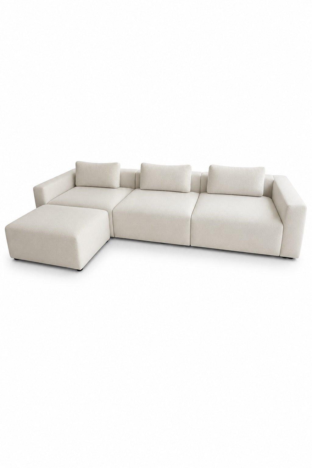Emersyn Ivory 3 Seater Modular Sofa with Ottoman