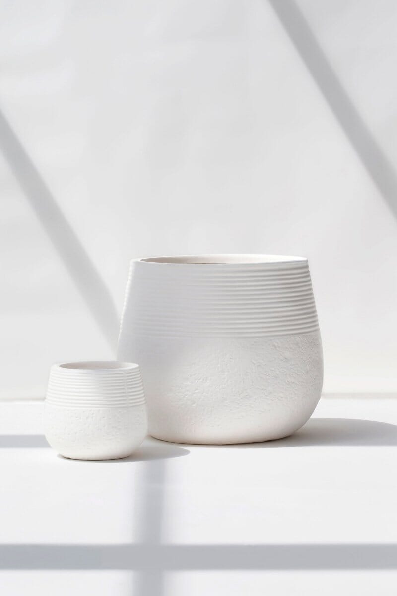 White Texture Ceramic Plant pot (3 Sizes) FLO 