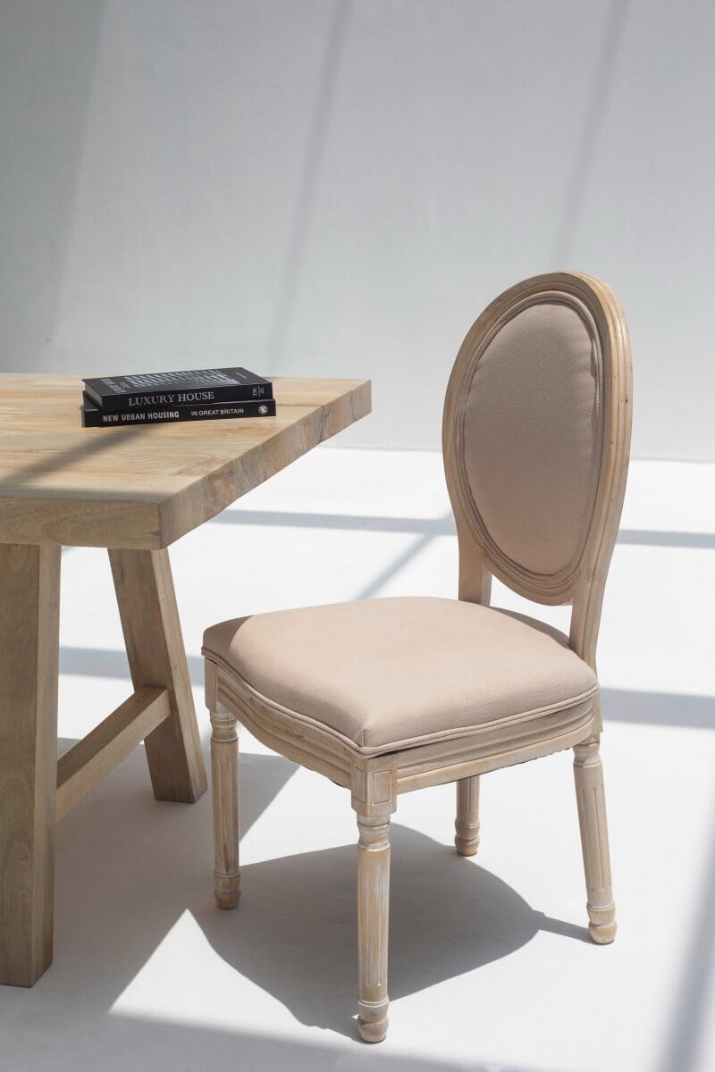 Vicky Wood Dining Chair with Off White Seating Chairs Homekode 