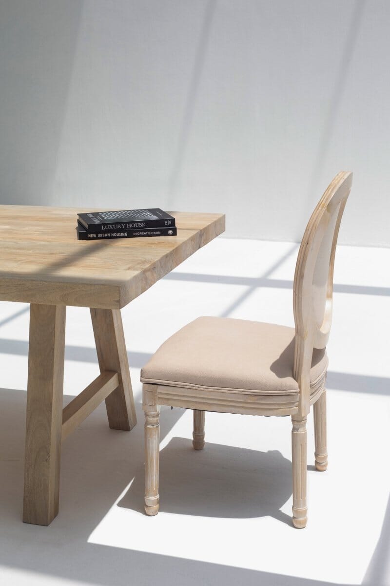 Vicky Wood Dining Chair with Off White Seating Chairs Homekode 