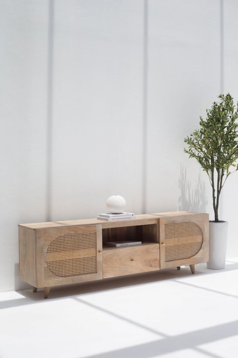 Clara Rattan Wood Media Unit TV Unit Homekode 