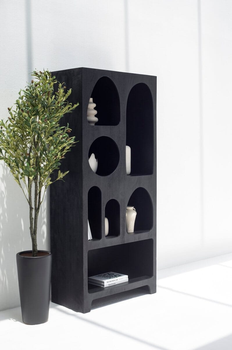 Vilnius Black Painted Shelf Unit Bookcases & Standing Shelves Homekode 