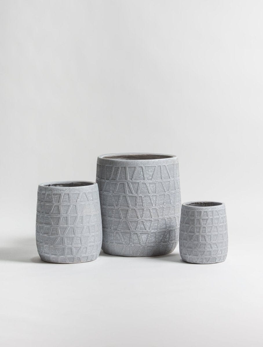 Geometric Grey Ceramic Pot