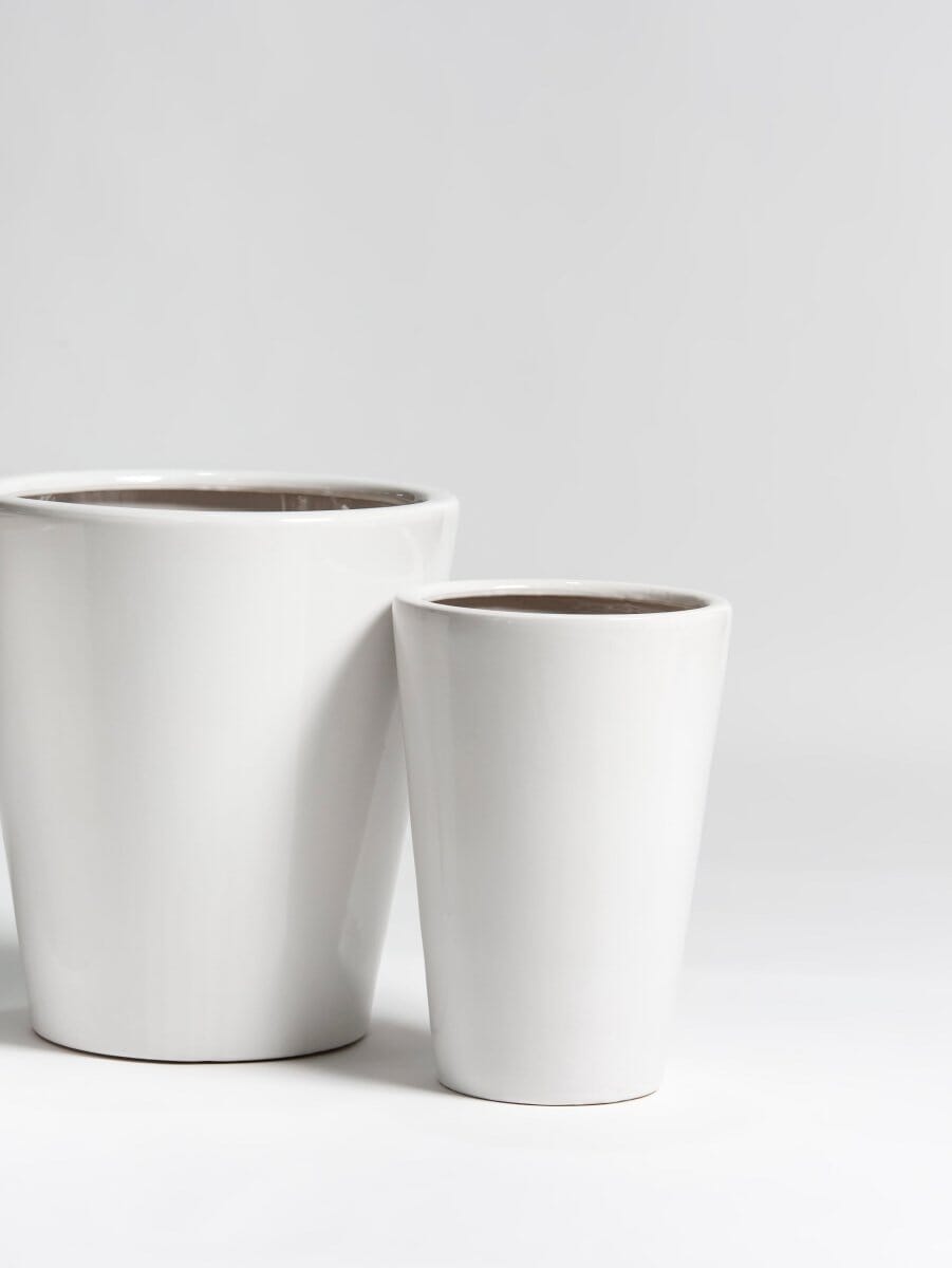 Pure White Ceramic Pot V (3 Sizes) FLO 