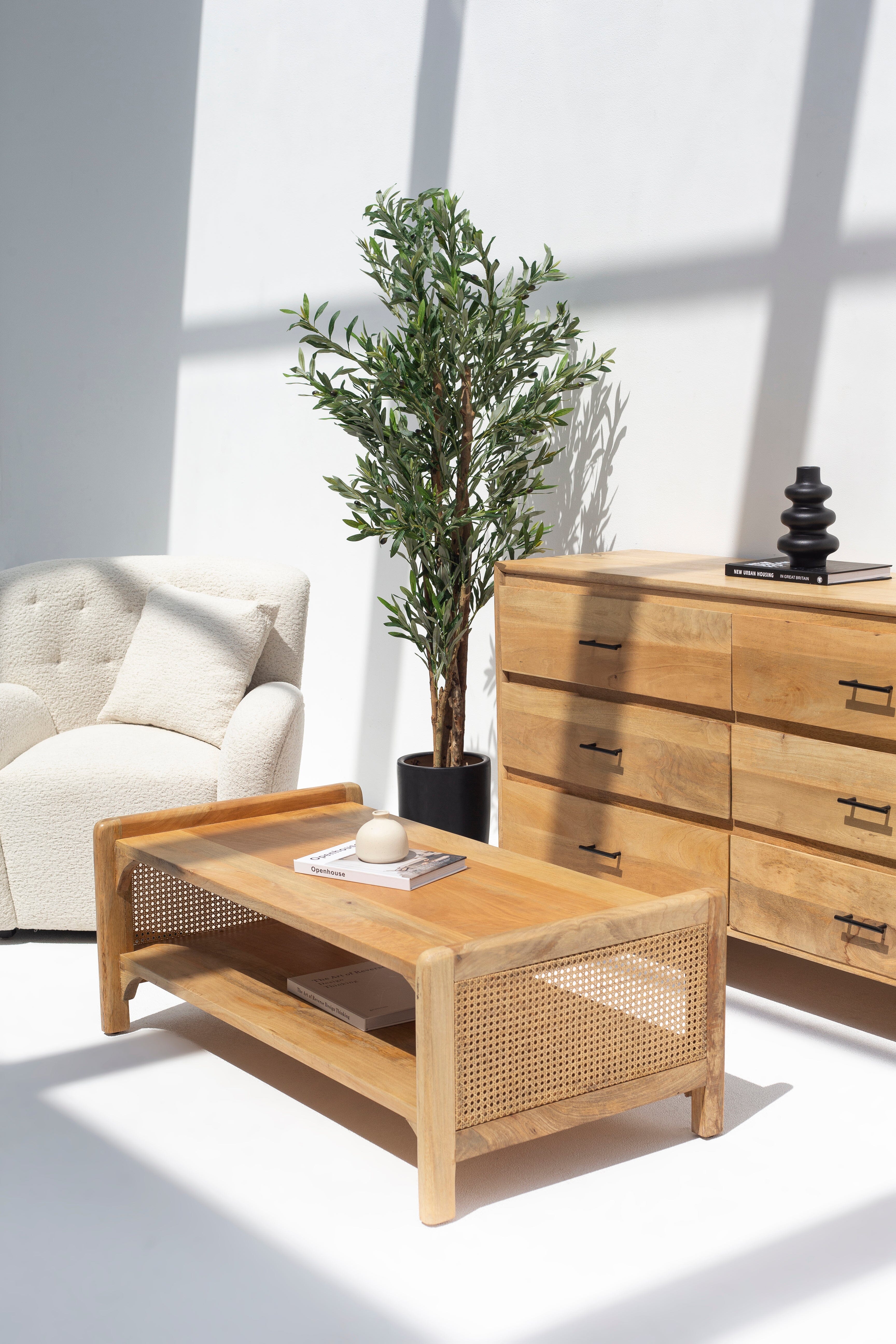 Winona Rattan Wood Coffee Table 