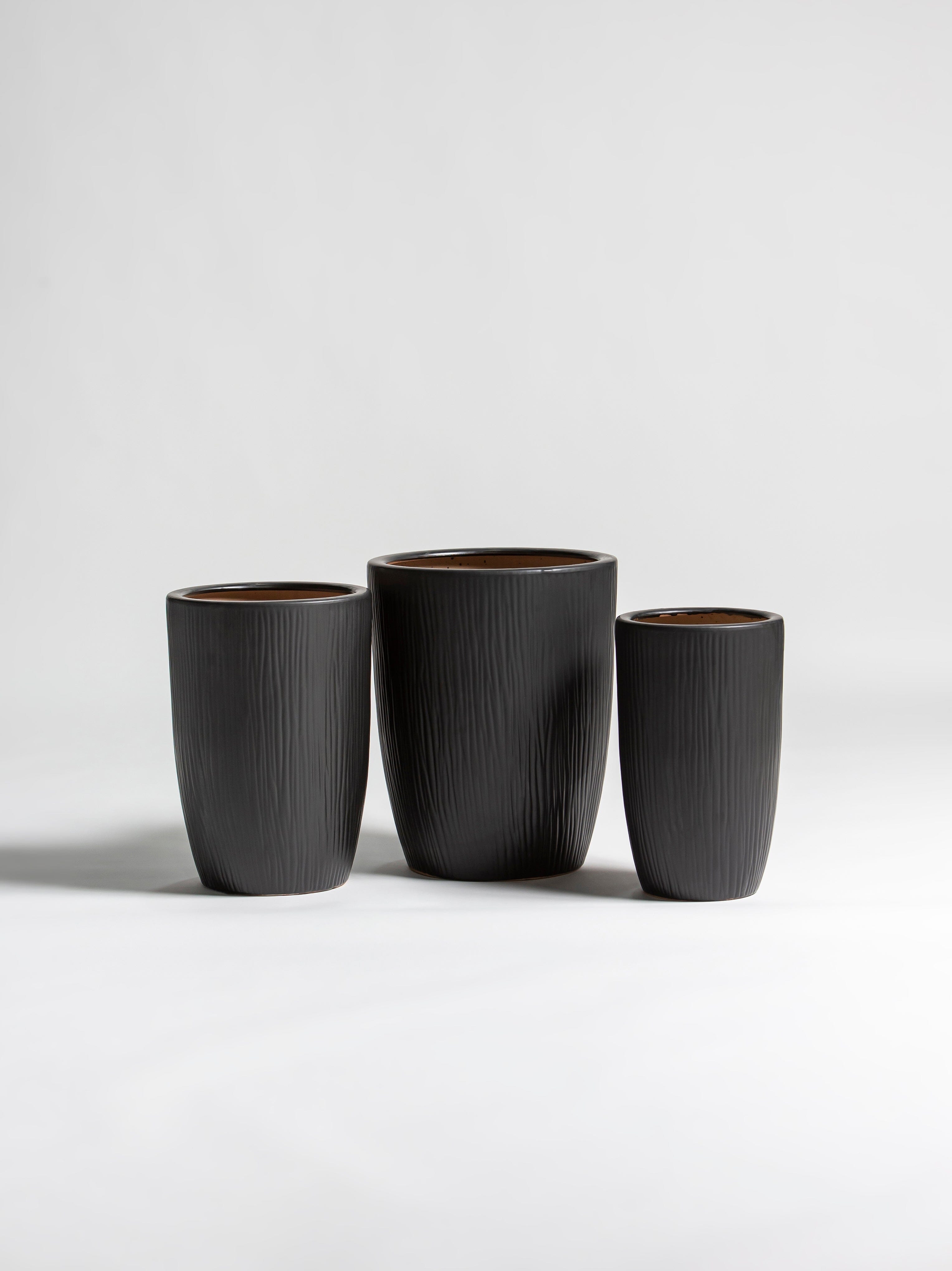 Charcoal Ripple Ceramic Pot