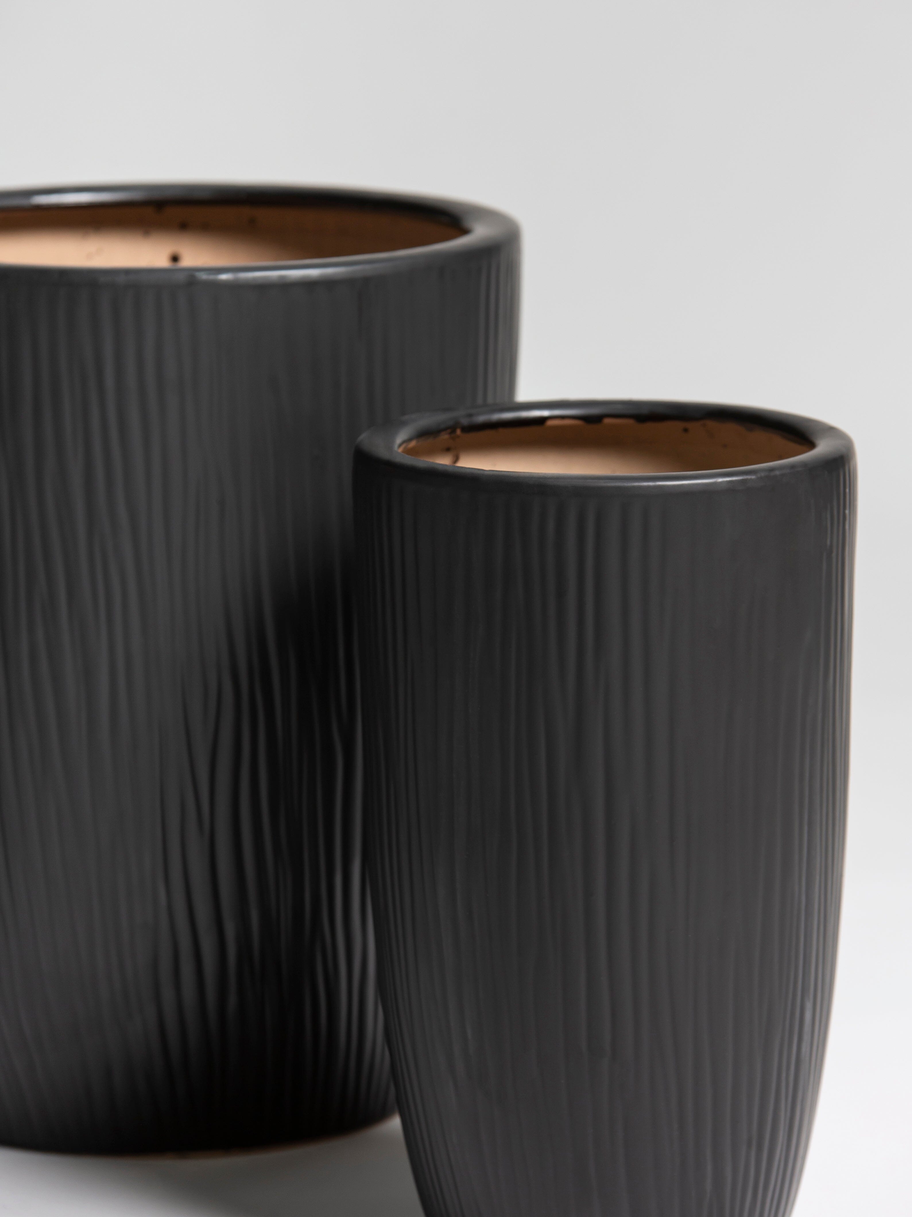 Charcoal Ripple Ceramic Pot (3 Sizes)