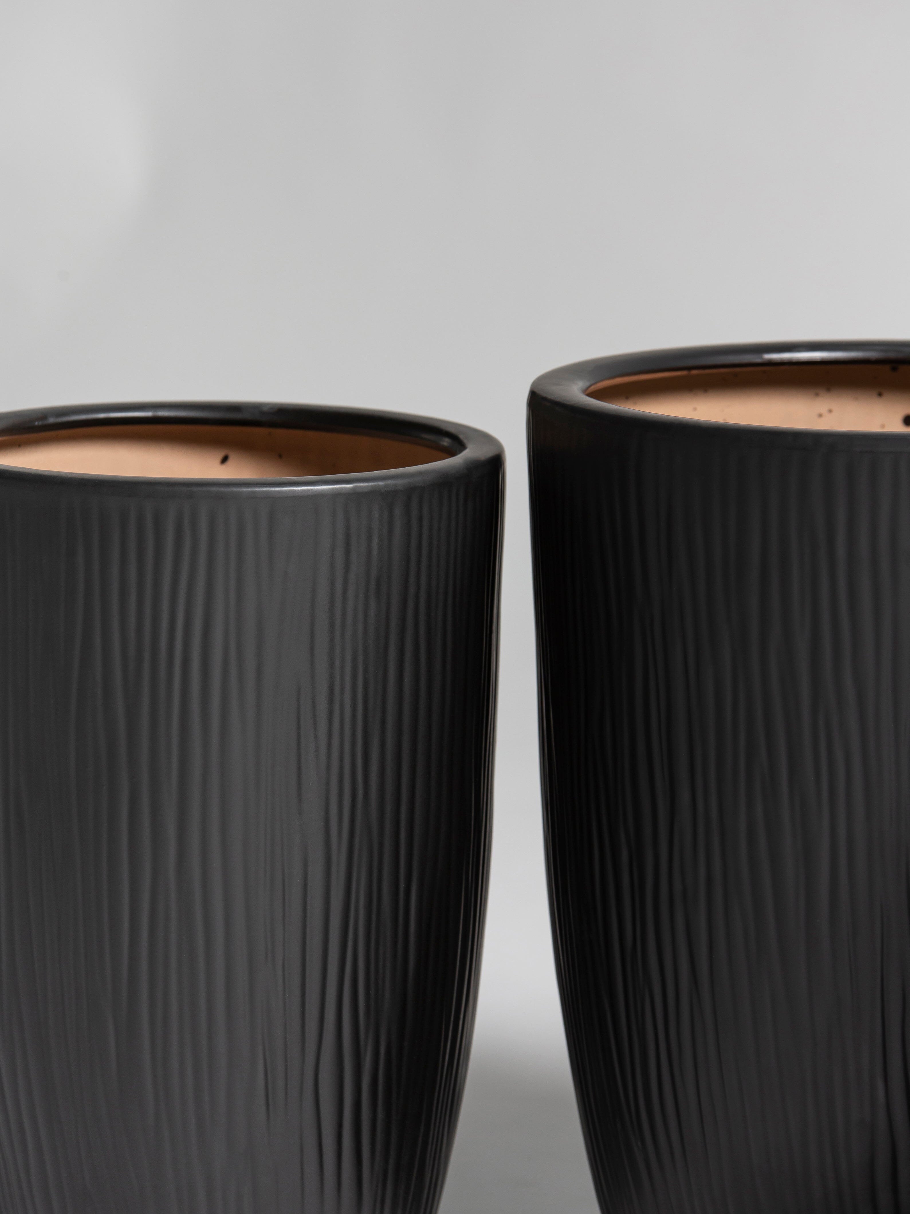 Charcoal Ripple Ceramic Pot (3 Sizes) FLO 