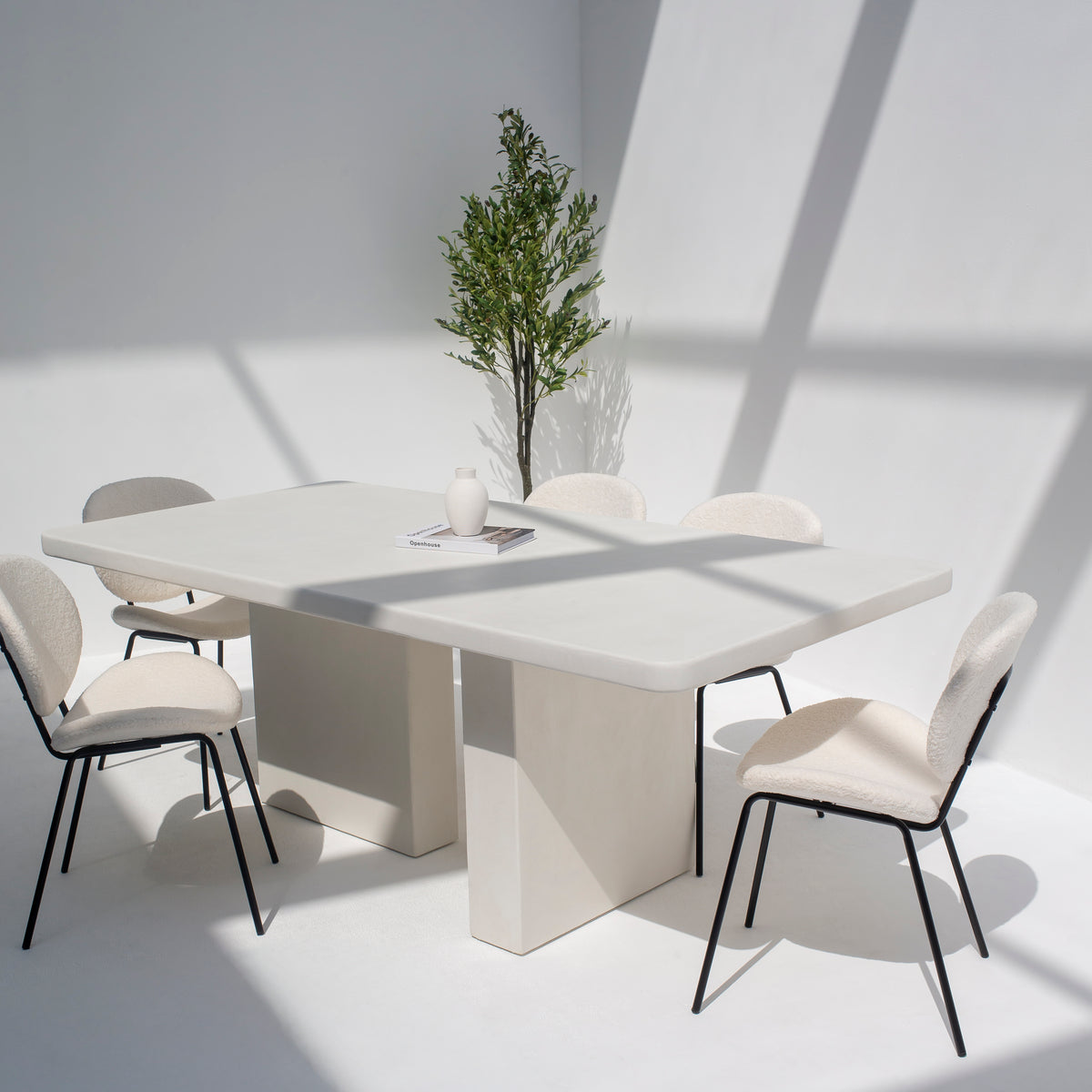 Santorini Off White Microconcrete Dining Table – Contemporary Stone ...