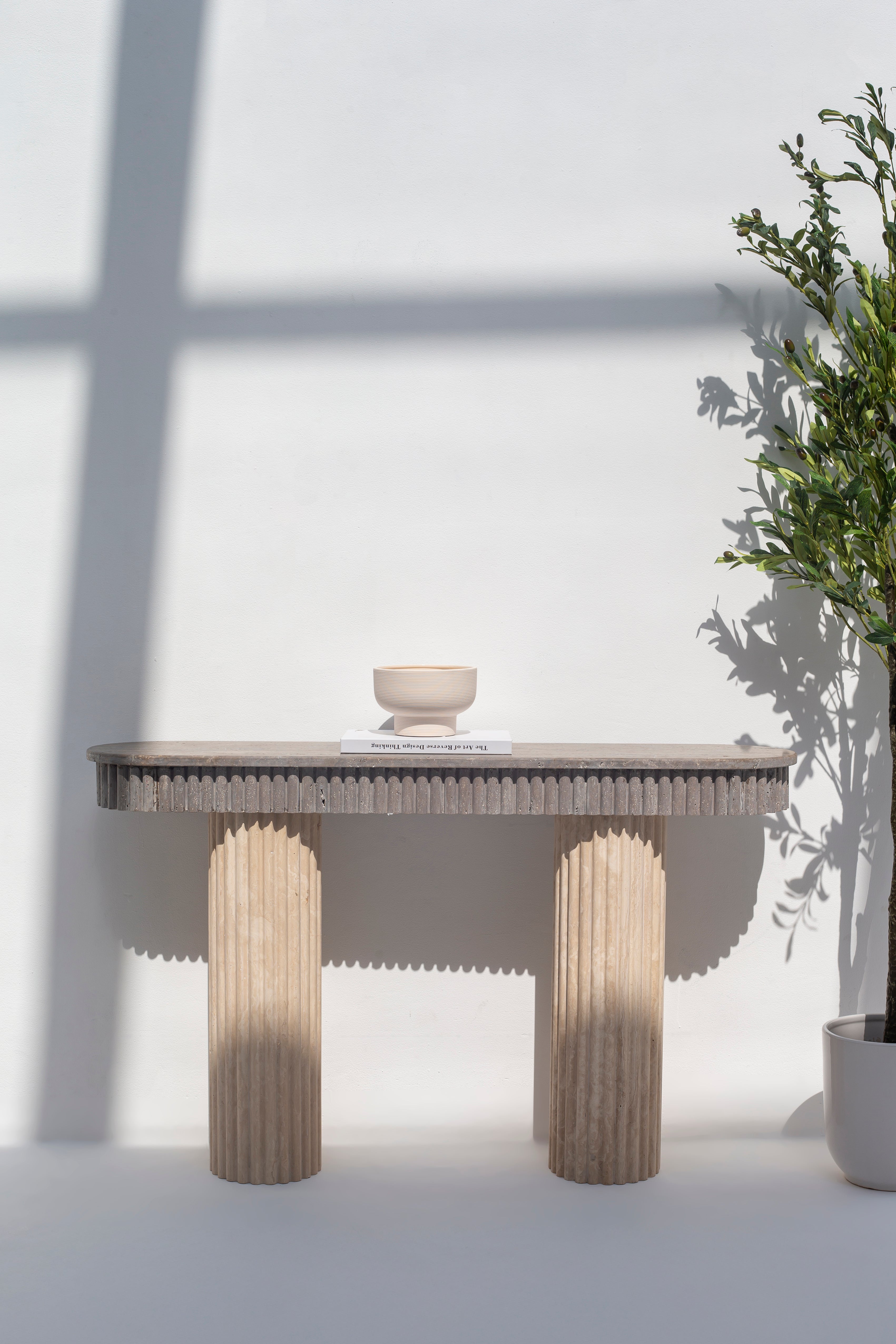 Celiora Grey Travertine Top Console Table (2 Sizes)