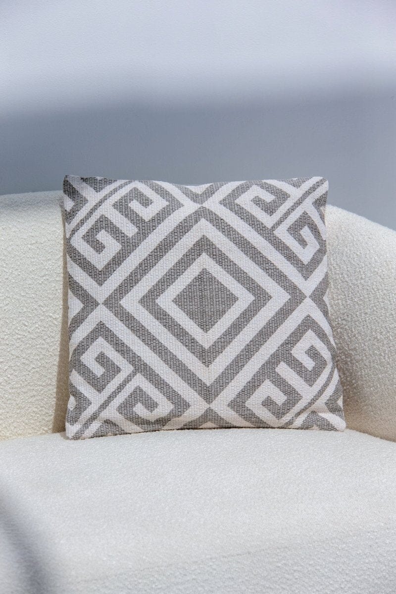 Grey Off-White Canvas Cotton Cushion With Filler (45x45 CM) Cushion -- Cushion With Filler 