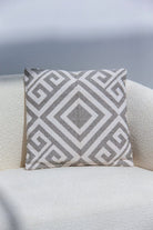 Grey Off-White Canvas Cotton Cushion With Filler (45x45 CM) Cushion -- Cushion With Filler RAM 