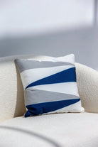 Blue, White & Grey Polyester Cushion Cover (45x45 CM) Cushion -- Cushion Cover RAM 