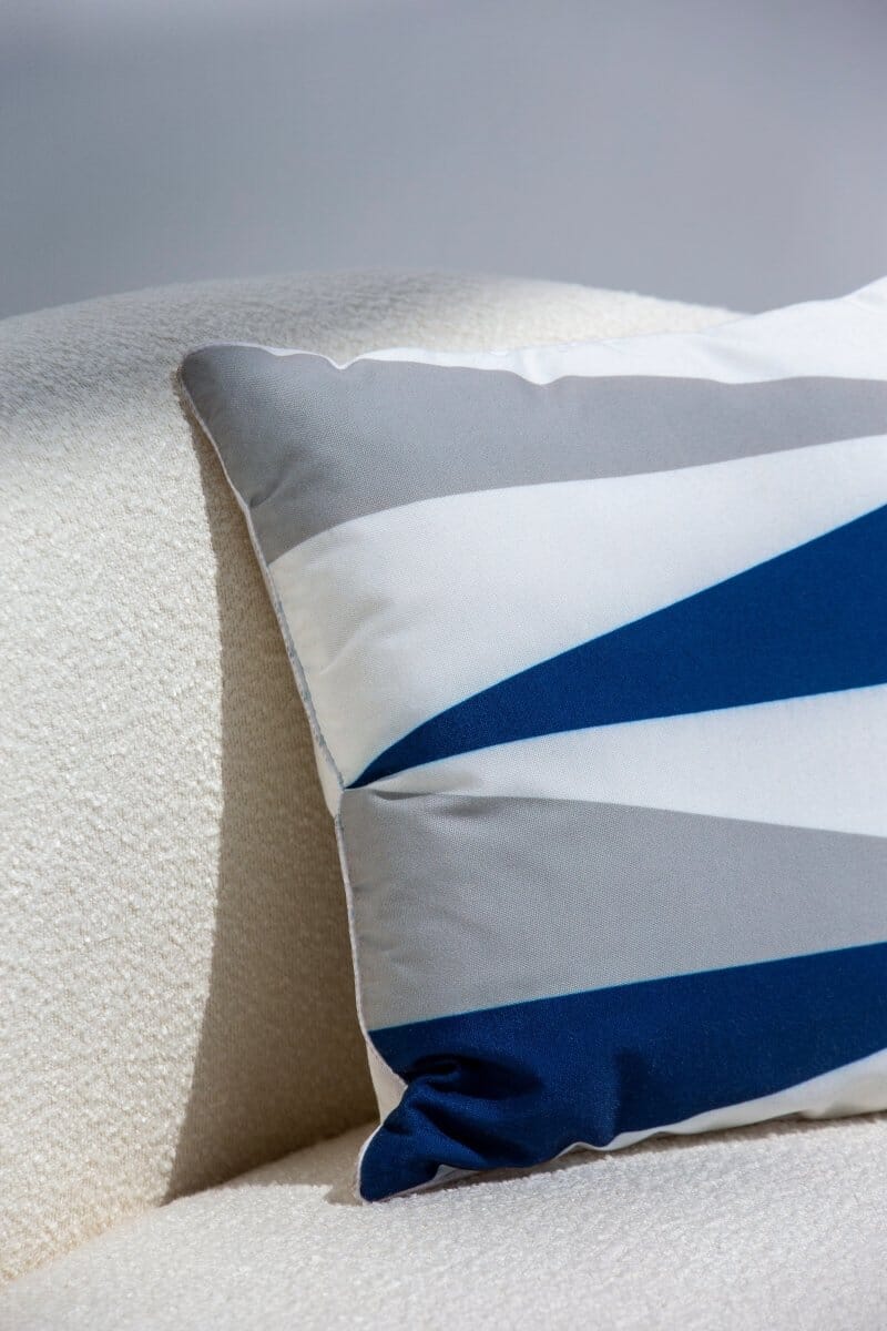 Blue, White & Grey Polyester Cushion Cover (45x45 CM) Cushion -- Cushion Cover 