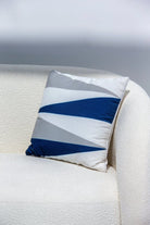 Blue, White & Grey Polyester Cushion Cover (45x45 CM) Cushion -- Cushion Cover 