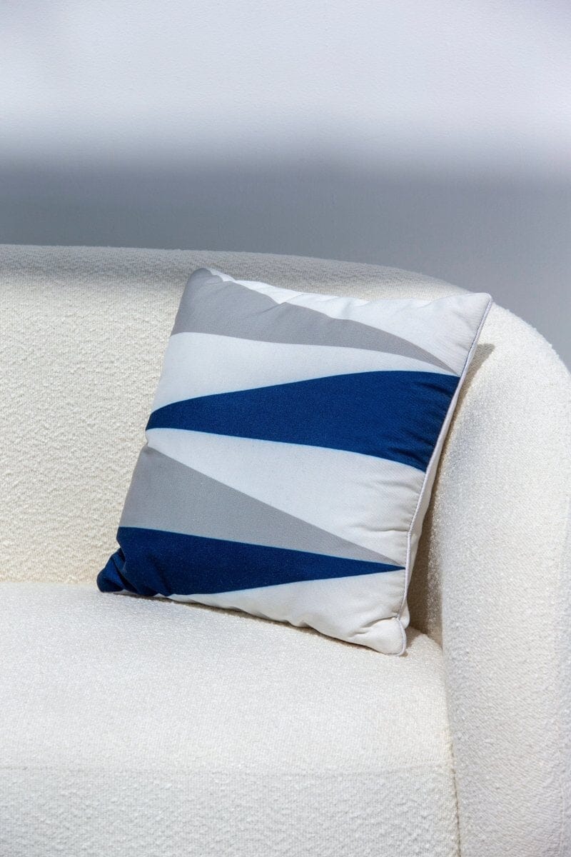 Blue, White & Grey Polyester Cushion Cover (45x45 CM) Cushion -- Cushion Cover 