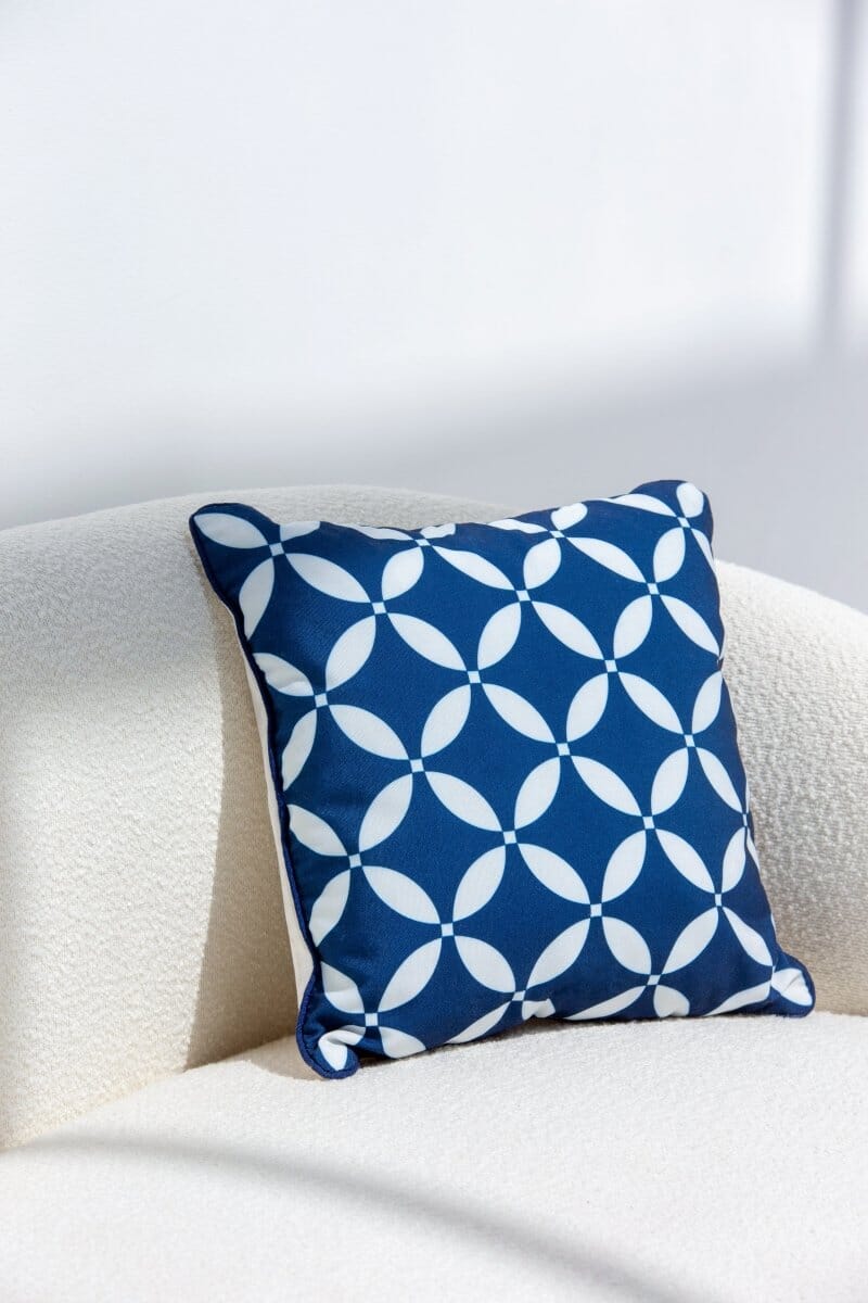 Dark Blue & White Polyester Cushion Cover (45x45 CM) Cushion -- Cushion Cover 