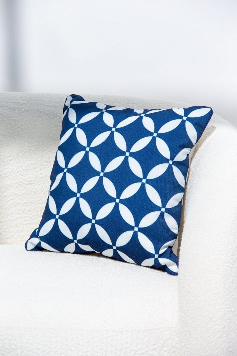 Dark Blue & White Polyester Cushion Cover (45x45 CM) Cushion -- Cushion Cover 