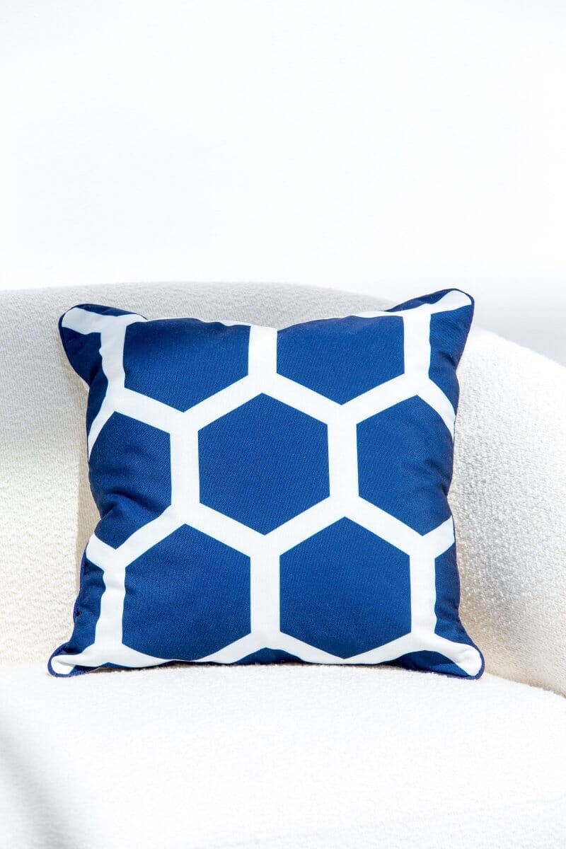 Blue & White Polyester Cushion Cover (45x45 CM) Cushion -- Cushion Cover RAM 