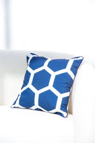 Blue & White Polyester Cushion Cover (45x45 CM) Cushion -- Cushion Cover RAM 