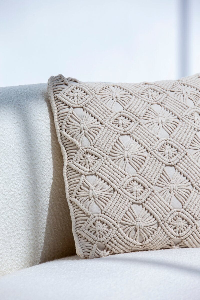 Crocheted Natural White Cushion With Filler (2 Sizes) Cushion -- Cushion With Filler RAM 