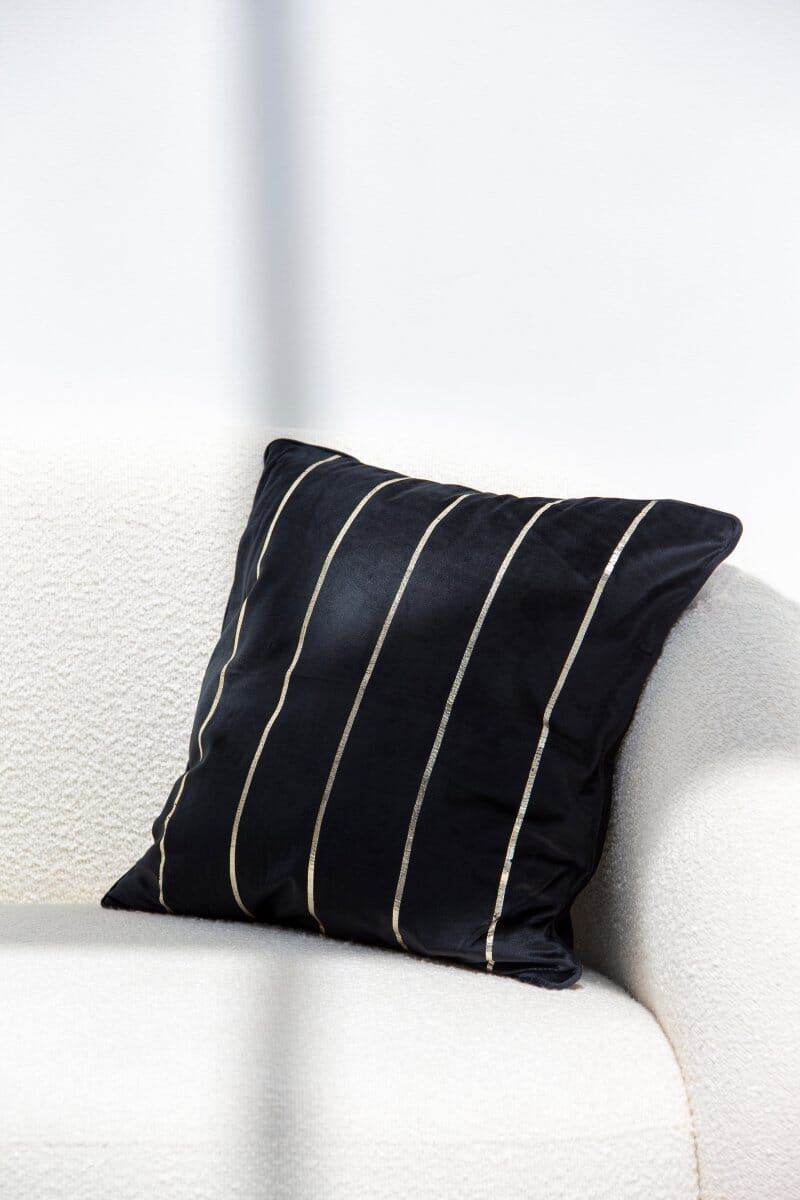 Black & Gold Linear Polyester Cushion Cover (45x45 CM) Cushion -- Cushion Cover 