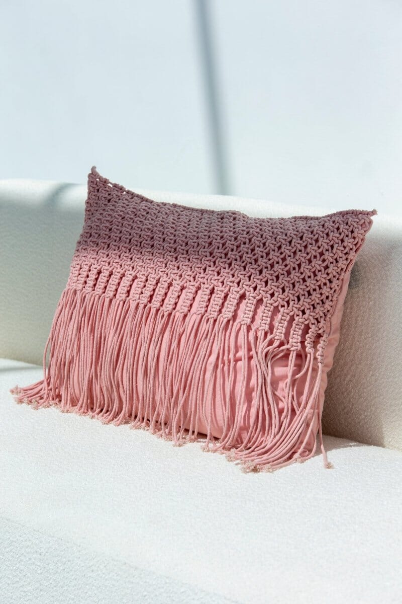 Pink Fringes Cushion With Filler (50x70 CM) Cushion -- Cushion With Filler RAM 