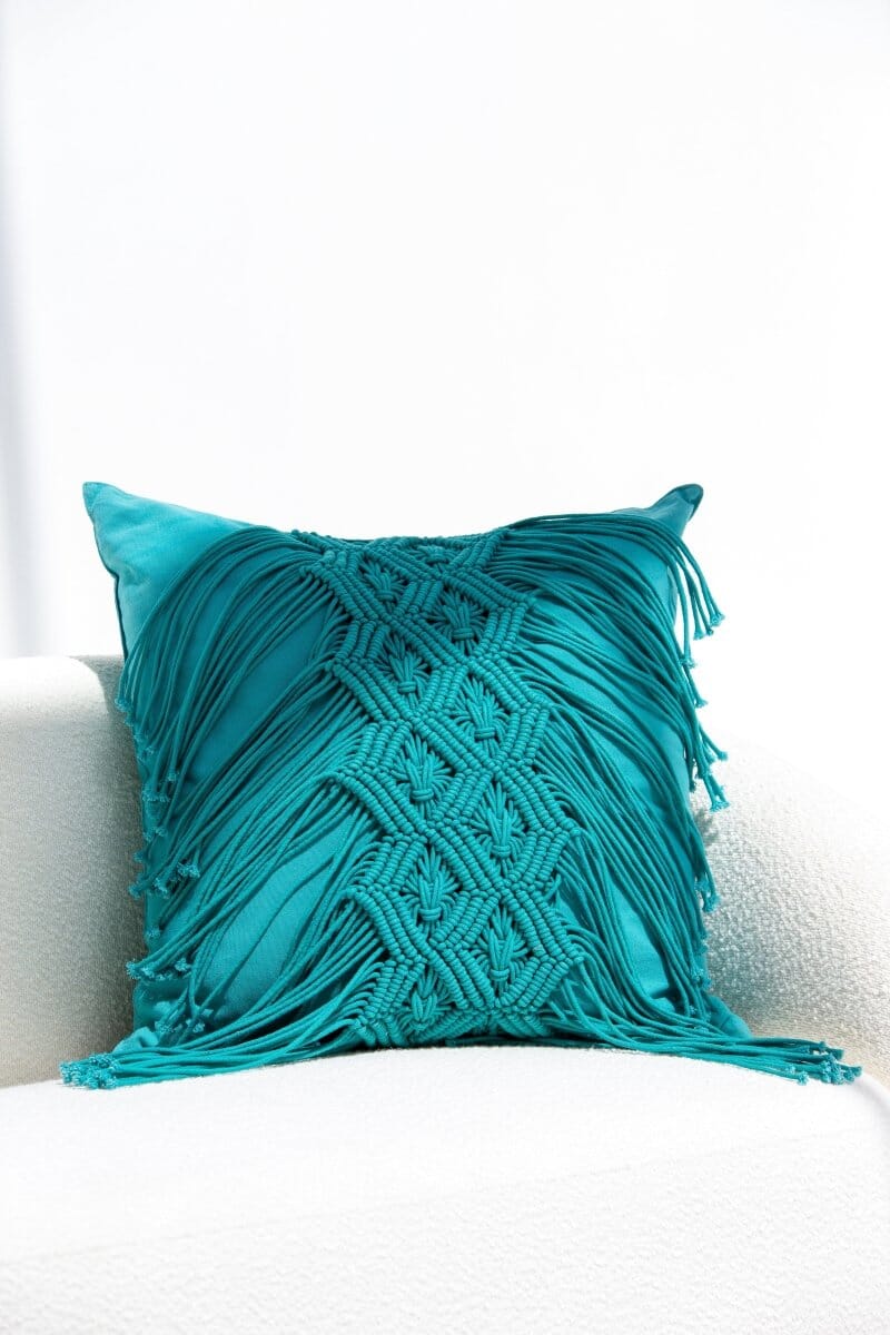 Turquoise Cotton Cushion with Filler (60x60 CM) Cushion -- Cushion With Filler RAM 