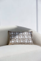 White Sequined Geometric Pattern Cushion With Filler (30x50 CM) Cushion -- Cushion With Filler 