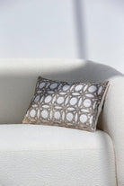 White Sequined Geometric Pattern Cushion With Filler (30x50 CM) Cushion -- Cushion With Filler RAM 