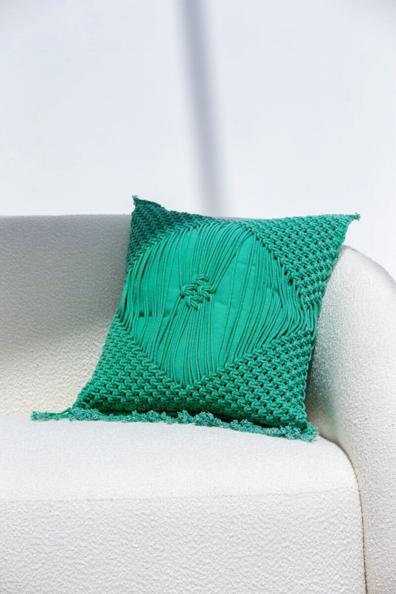 Green Cotton Cushion With Filler (45x45 CM) Cushion -- Cushion With Filler RAM 