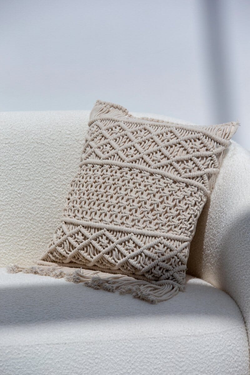 Patterned Natural White Cushion With Filler (2 Sizes) Cushion -- Cushion With Filler RAM 