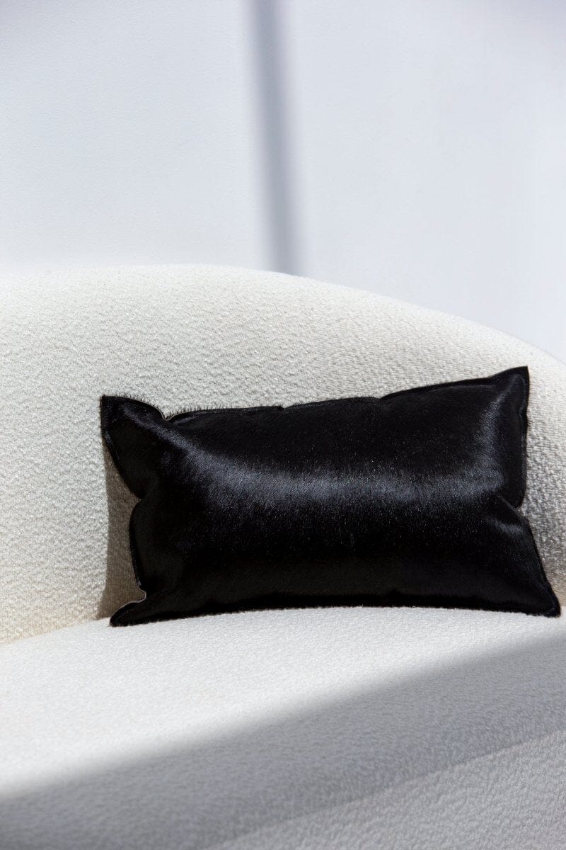 Hair On Leather Black Cushion (30x50 CM) Cushion -- Cushion With Filler RAM 