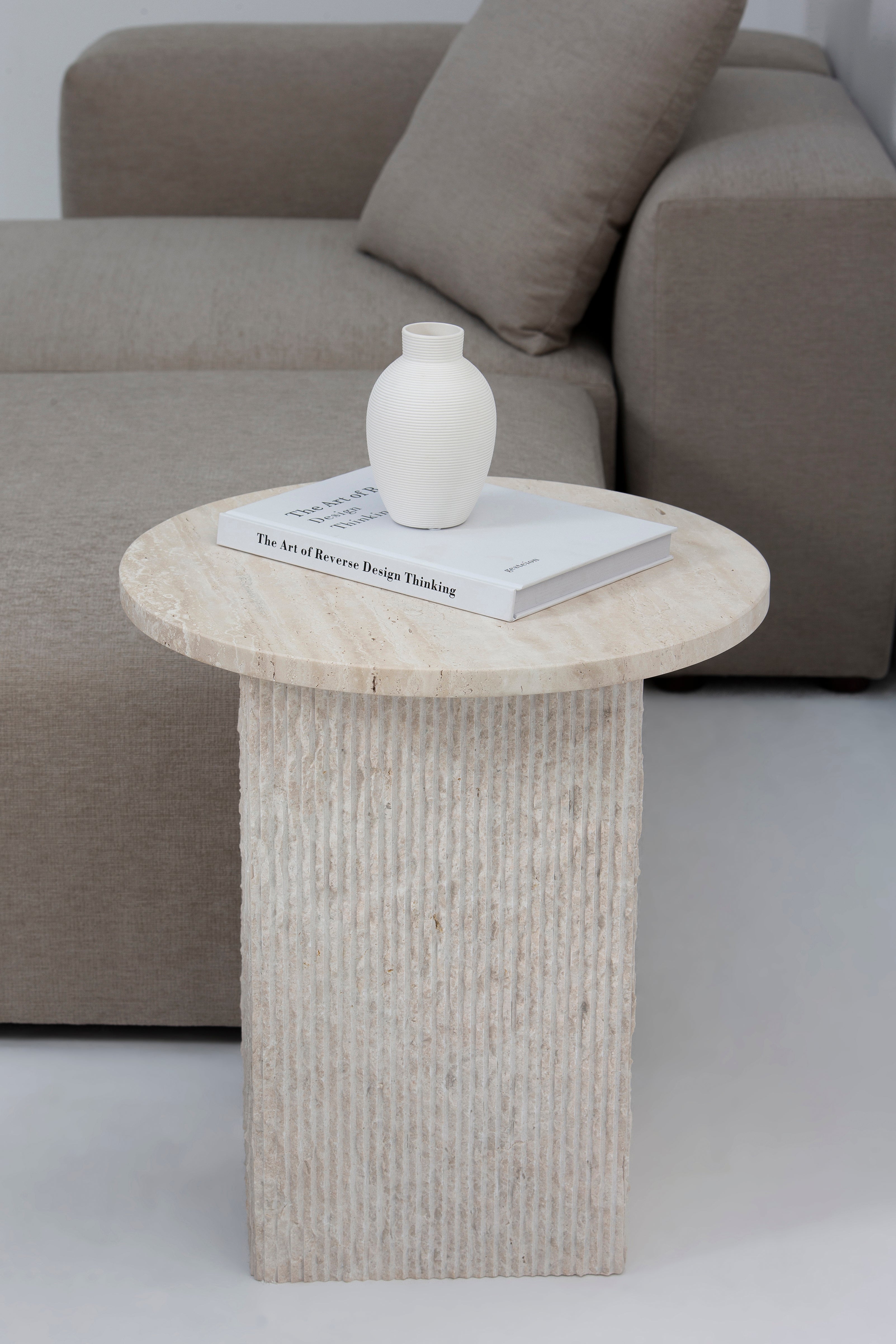 Lois Travertine Side Table With Oryx Base (2 Sizes)