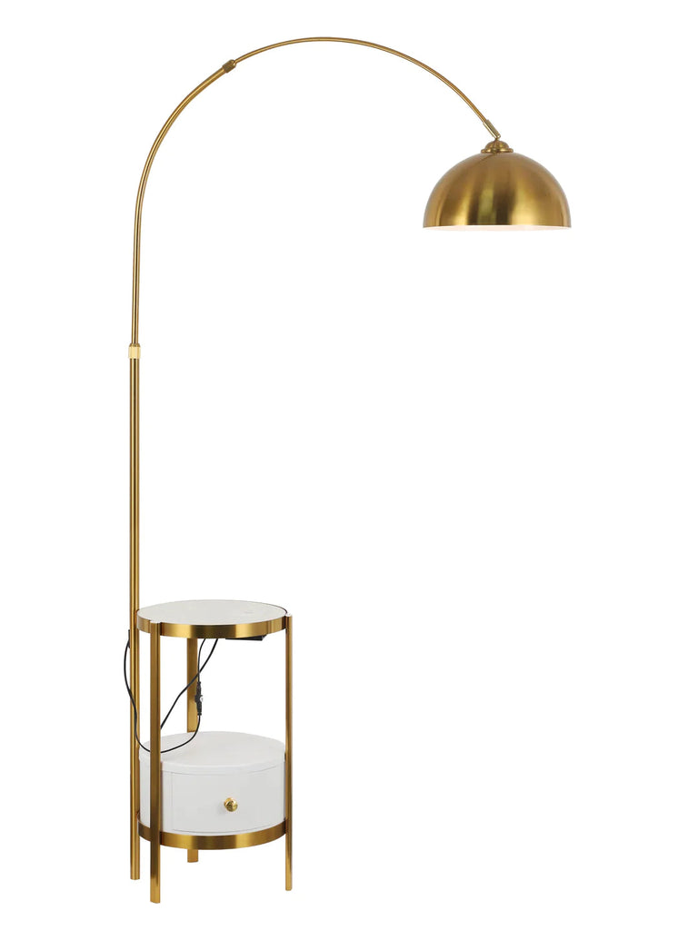 Gold and White arched Floor Lamp With Side table Homekode 