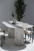 Ayla Greek Calacatta Marble Oval Dining Table 