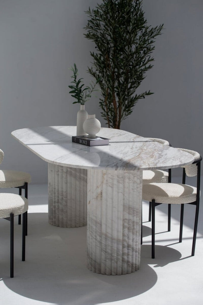 Ayla Greek Calacatta Marble Oval Dining Table MGH 