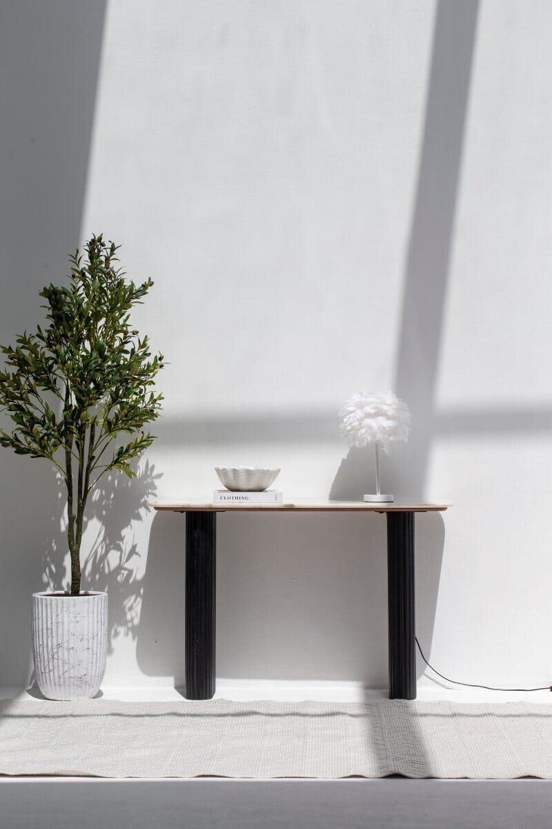 Verity Marble Top Console Table with Black Wood Legs 